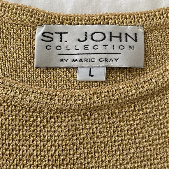 *NWT* ST JOHN COLLECTION BY MARIE GRAY Gold Knit Top Size L - Picture 3 of 6